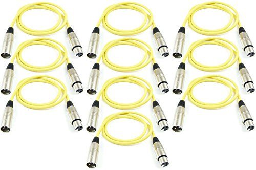 Adam Hall Cables 10 Stück K3MMF0100RED Mikrofonkabel XLR female auf XLR male DMX Audio Kabel 3 pol polig (1,0 m, Gelb, 10)