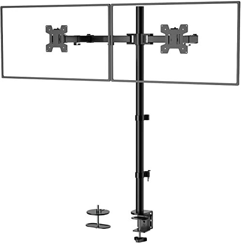 WALI Extra Tall Dual LCD Monitor Fully Adjustable Desk Mount Fits Two Screens up to 27”, 22 lbs. Weight Capacity per Arm (M002XL), Black