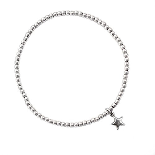 Beau Soleil Jewelry 925 Sterling Silber Schmuck Damen Armband Kugelarmband mit Charm Stern Anhänger Star Bracelet Symbolschmuck