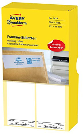 AVERY Zweckform 3429 Frankier-Etiketten (für Neopost, Papier matt, 157 x 39 mm) 500 Stück weiß
