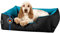 BedDog Hundebett LUPI, Hundekissen mit Abziehbaren Waschbaren Bezug, Hundekorb, Hundesofa, für Kleine Hunde, S, schwarz-blau