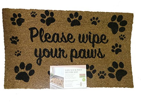 Smart Garden Wipe Your Paws Print Patterned Doormat Coir PVC Back Outdoor Mat, JNS_476530