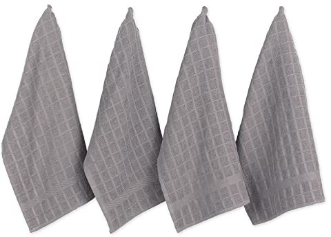 DII Windowpane - Juego de Toallas de Cocina, algodón, Color Gris sólido, 16 x 26 Pulgadas