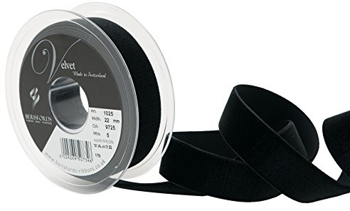Berisfords Velvet Ribbon, Black, 10.2 x 2.2 x 10.2 cm