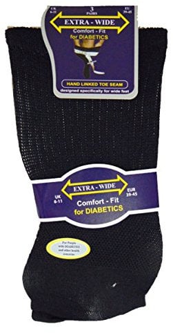 Kingporium 3 Pairs Mens Extra Wide Comfort Fit Diabetic Socks Oedema Poor Circulation Gents, Black, UK 6-11