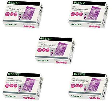 Leitz Heißlaminierfolien, Glänzend, transparent, 60 x 90 mm Folienstärke 125 mic, 100er Pack, 73690002 (500er Pack 125 mic, 60 x 90 mm Heißlaminierfolien)