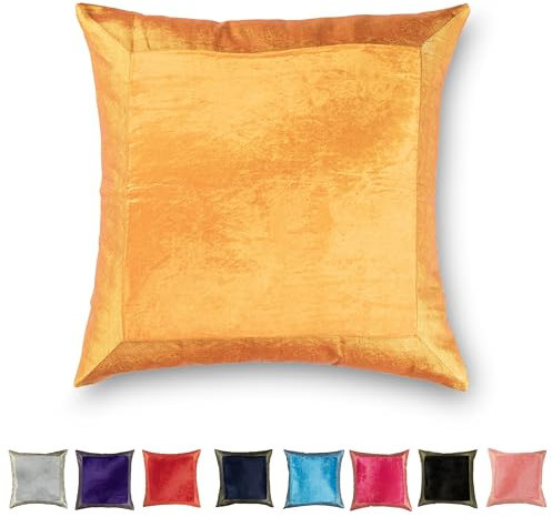 Aga´s Own - Orientalischer Kissenbezug aus Samt Brokat & Reiner Baumwolle - Luxus Kissenbezüge in 17 Farben & 8 Größen - Orient Kissenhülle - Kissenbezug Samt Brokat & Baumwolle (80 x 80 Orange)