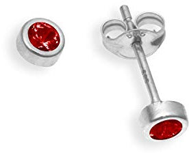 Ohrstecker einzeln echt 14 Karat Weissgold 585 mit Rubin 3mm (Art 602065/811052)