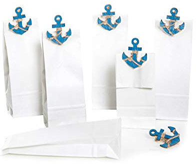 Logbuch-Verlag 12 kleine give-away ANKER blau weiß Tischkarten Namensschilder zum Befüllen Tischdeko Geschenk Verpackung Hochzeit Geburtstag maritim Deko