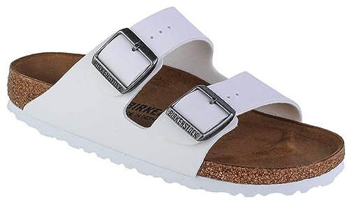 Birkenstock Arizona White, Birko Flor, PIANELLE Donna, Bianco (Blanc Blanc), 36 EU Stretta