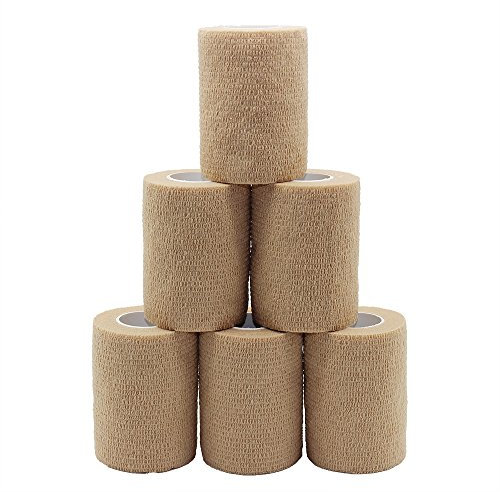 6 Stück Bandage und Tape blau kohäsive Bandage selbstklebend Tape Haut Farbe Sport Tape 7,5 cm Verbände Tape