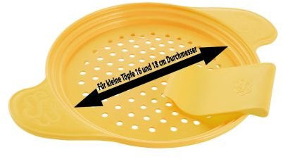 Spätzle-Sieb und Reibe für kleine Töpfe Muxel Spätzlewunder der Ersatz für Spätzlehobel oder Presse, gelb