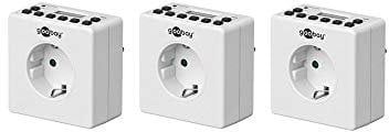 Goobay 55542 Temporizador Digital de Interior - Silencioso - Programable - Funcionamiento Continuo Posible - 10 programas de conmutación - Batería de Respaldo para 4 días – Juego de 3