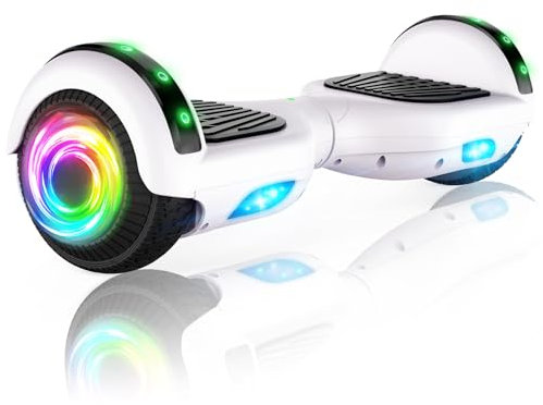 SISIGAD Hoverboard - Patinete de autoequilibrio de 6.5 pulgadas con dos ruedas con altavoz Bluetooth y luces LED, scooter eléctrico para adultos y niños