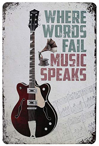 Hioni Where Words Fail Music Speaks Vintage Blechschild Poster Wandschild Wand Dekoration Metallschild Türschild