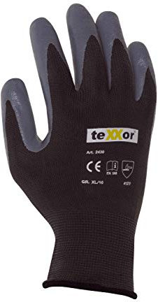 (12 Paar) teXXor Handschuhe Polyester-Handschuhe NITRIL BESCHICHTET 12 x grau/grau 7