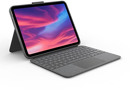 Logitech Combo Touch, funda con teclado extraíble para iPad (10.a generación) y A16)gran trackpad de precisión, teclado retroiluminado de tamaño normal y tecnología Smart Connector,QWERTY ESP - Gris