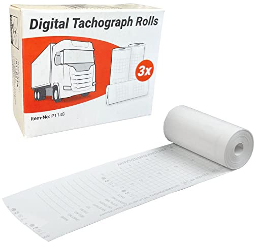 3 Tachographenrollen 57mm x 8m Tachographenrollen geeignet für Actia, Siemens, Stoneridge, Intellic, Efkon