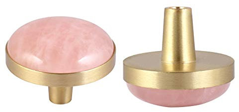 rockcloud Pack of 2 Natural Crystal Stone Drawer Knobs Pull Handle Cupboard Dresser Door Pull with Screws Home Decorative Furniture Hardware, Rose Quartz (1.45 inches)
