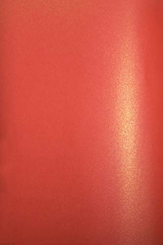 Netuno 20x Bastelkarton Perlmutt Rot DIN A4 21 x 29,7 cm 280g Aster Metallic Ruby Gold Effekt Karton Rot mit Goldpartikeln Pearlkarton Schimmer Perlglanz Bastel Karton zum Basteln Dekorieren