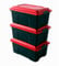 SUNDIS | LOT DE 3 Malles de Rangement LOCKER avec Couvercle - 40 - Litres Noir et Rouge