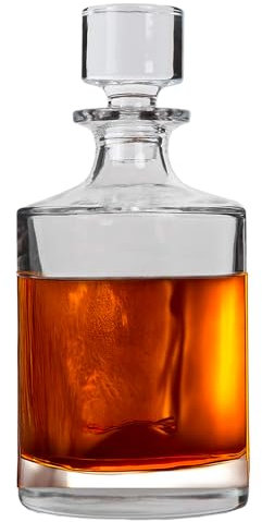 Lily's Home Glass Decanter with Stopper - 26 Oz Whiskey Decanter for Bourbon, Brandy & Scotch - Elegant Round Design, Lead-Free Crystal Glass - Gift for Men, Dad, Whiskey Lovers