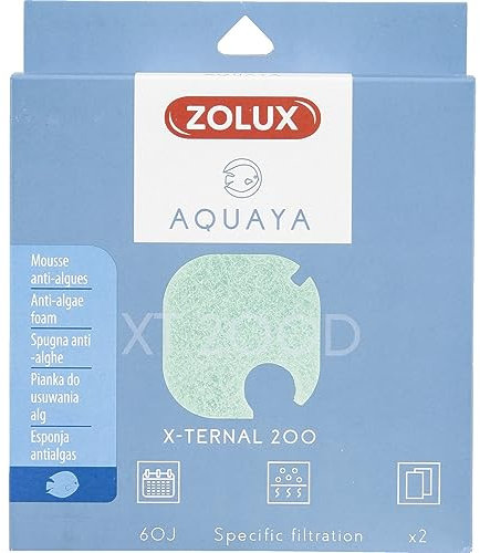Zolux - Filtre pour Pompe x-ternal 200, Filtre XT 200 D Mousse Anti-algues x2. pour Aquarium. - ZO-330245