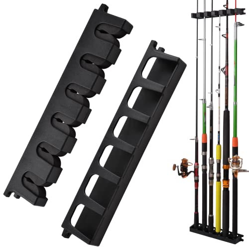 OROOTL Fishing Rod Holder Wall Mount Fishing Rod Rack for Garage Vertical Fishing Pole Holder Horizontal Fish Rod Organizer Storage Hanger Equipment for Boat Garage Door Small Large