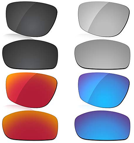 LenzReborn Verres polarisés de rechange pour lunettes de soleil Oakley Fives Squared, noir foncé + gris argenté + rouge feu + bleu glacier, Taille unique