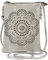 styleBREAKER Damen Mini Bag Umhängetasche mit Blumen Lasercut Cutout Muster und Strass, Schultertasche, Handtasche 02012367, Farbe:Hellgrau