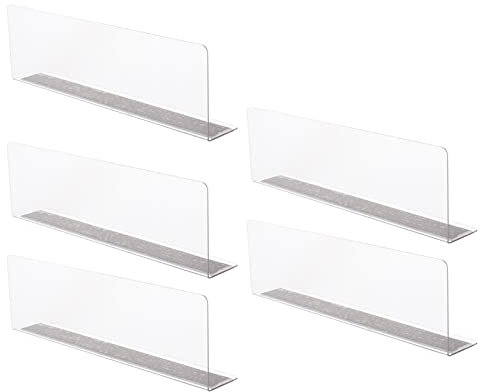 Balacoo Plastic Shelf Divider Shop Shelf Divider and Shelf Separator for Organization in Store Kitchen and Office Shelves 5PCS
