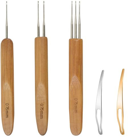 5 Stück Dreadlock Häkelnadel Werkzeug set und Haar Verriegelung Werkzeu für Braid Craft (0,75 mm)