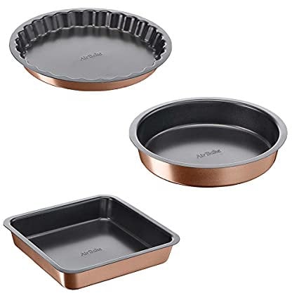 Tefal Airbake Moule à manqué 23cm + Moule à cake carré 23cm + Moule à tarte 27 cm, Cuisson parfaite, Revêtement antiadhésif, Cuisson saine, Eco-responsable, Compatible lave-vaisselle YY4832FA