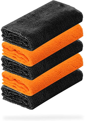 detailmate 5er Set Microfasertuch Ultra weich | Autopflege Zubehör - außen & innen | Lack Politur & Pflege, Innenraum, Felgen | Microfasertuch 40x40cm, 550 GSM - randlos & fusselfrei, ohne Kratzer