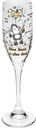 Sheepworld Sektglas mit Motiv Ohne Secco | bedrucktes Secco-Glas, Höhe 22,3 cm, 20 cl | Geschenk Geburtstag, Valentinstag | 47821