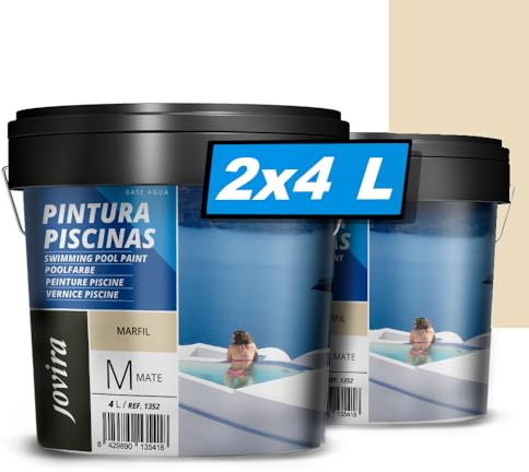 JOVIRA PINTURAS Pintura Piscinas al Agua. Protección y decoración de piscinas. (2x4 Litros, Marfil)