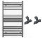 Myhomeware 550mm Wide Straight Anthracite Grey Heated Bathroom Towel Rail Radiator With Valves For Central Heating UK (With Straight Valves, 550 x 900 mm (h))