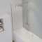 Schulte feststehende Duschabtrennung auf Badewanne, 140 x 70 cm, 5 mm Sicherheitsglas ESG Klar hell inkl. fixil-Glassiegel, Alu-natur, fixe Badewannenfaltwand, D1611-F-1-500