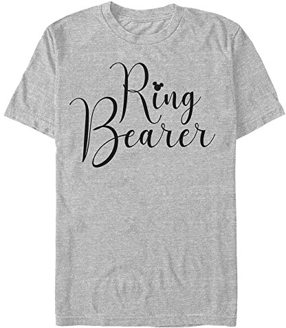 Disney Unisex Mickey & Friends Ring Bearer Organic Short Sleeve T-shirt, Melange Grey, L