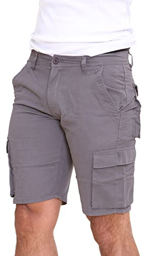 Mens Cargo Chino Shorts Combat Branded Knee Length Multi Pocket Half Pants New, Charcoal - IYI, 38W