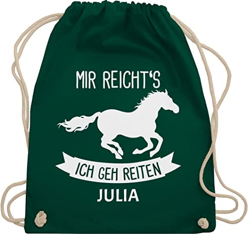 Turnbeutel Rucksack - Pferd Pferde - Mir reichts ich geh reiten - Unisize - Dunkelgrün - tasche zum reit sachen für mädchen pferden gehe beutel pferderucksäcke pferdemotiv reicht s stoffbeutel