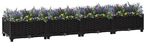 WIFESE Arriate Exterior Negro 160x40x23 cm Polipropileno Robusta Macetero de Jardín Balcón Decorado Patio Terraza Jardinera Proporciona Amplio Espacio para Plantas Verduras Hierbas y Flores