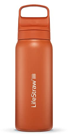 LifeStraw Go Series - Botella de acero inoxidable con filtro de agua, Filtra bacterias, parasitos y microplasticos 700 ml