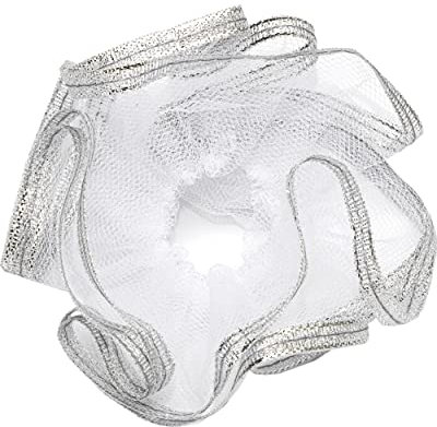 NKlaus Taufe Kerzenmanschette Kommunion aus Tüll Tropfschutz 12x9cm silber Satinband 14429