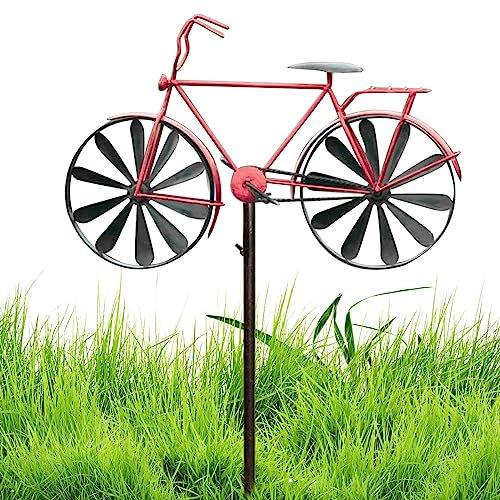 Windrad Fahrrad, Deko Fahrrad Garten, Windrad Garten Metall, Windspiele Für Draußen Stehend, Garten-Windmühlen, Gartenornamente, Frösche, Dekoration