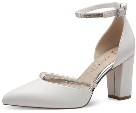 MARCO TOZZI by Guido Maria Kretschmer Damen Pumps mit Riemen mit Glitzerdetails Spitz, Weiß (White), 39 EU
