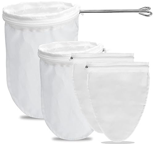 Nussmilchbeutel, 4 Stück Filterbeutel Waschbar, Wiederverwendbares Filtertuch, Natürlicher Hanf-Nussmilchbeutel, Sieb für Vegane Nussmilch, Mandelmilch (22x25cm)