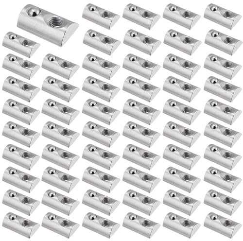 M8 Nutenstein, 50 Stück Nutensteine mit kugel Nut 8, Federkugel T Nutsteine Set, mit Zentrierung Federkugel, Für Profile mit 8 mm-Nuten, Für Aluminiumprofile Extrusionsschlitz