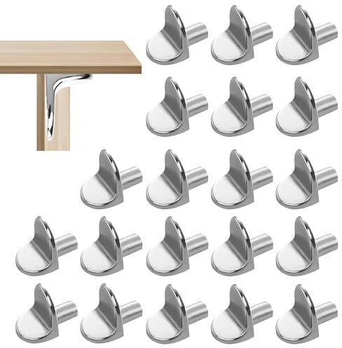 20 Pcs 5mm L-Shaped Shelf Supports Pegs,Metal L-Shaped Wardrobe Shelf Pegs,L-Shaped Shelf Supports Pegs for Furniture Cabinet Cupboard Bookcases Wardrobes Kitchen Shelf Supports Pegs