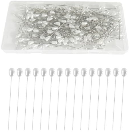 Stecknadeln mit Kopf 200 Stück Weiße Perle Stecknadeln Lang mit Geradem Kopf 55mm Nähnadel für Schmuckherstellung Hochzeit Dekoration